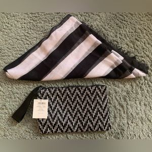 Caliope Black and White Scarf and Wristlet